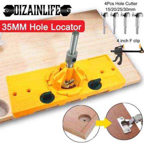 NEW Concealed 35MM Cup Style Hinge Jig Boring Hole Drill Guide + Forstner Bit Wood Cutter Woodworking Carpenter DIY Tool Set