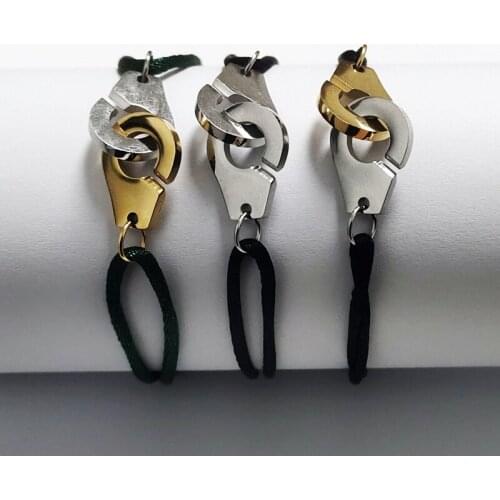 Classic Stainless Steel Handcuffs Style 12 Colors Cotton Rope Bracelet&Bracelets For Men Women Fashion Brand Jewelry