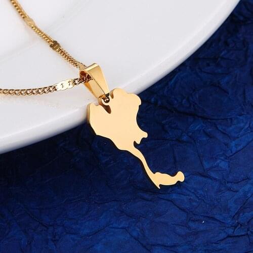 Stainless Steel the Kingdom of Thailand Map Pendant Necklaces Fashion Thailand Map Charm Jewelry