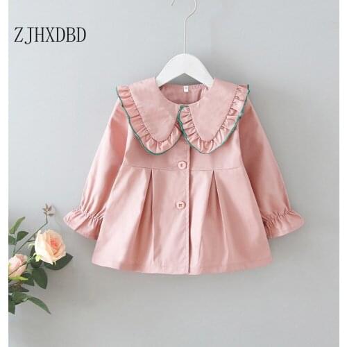 Long Sleeve Coat Ruffled Collar Girls Coats Jackets Outerwear 2020 Baby Autumn Windbreaker Jacket for Girl Kid Children Clothes