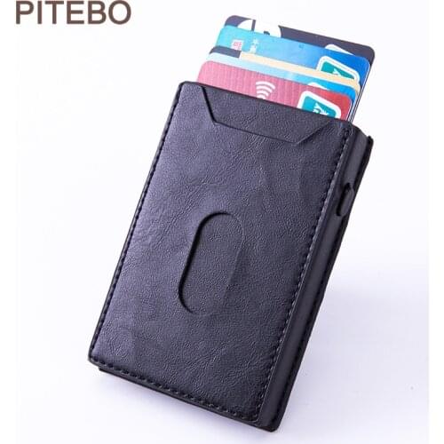 PITEBO Business Rfid Smart Wallet ID Card Men and Women automatically pop up bank credit card leather mini business card box yah