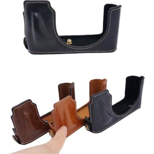 Portable PU Leather Camera Half Case bag for Leica D-LUX TYP109 Bottom cover hard shell With Battery Opening