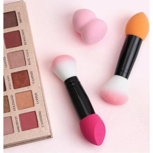 Professional Makeup Brush 2 Heads Blusher Brush Makeup Blender Beauty Sponge Cosmetic Puff Foundation Powder Make Up Tools