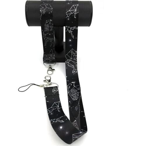 1set Starry animal Twelve constellations Neck hand Strap Lanyards ID badge card holder keychain Gift Ribbons webbings Wristlets