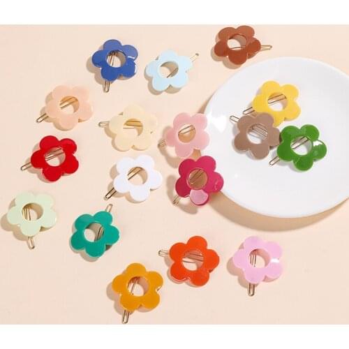 13 Colors ins hot sale candy color daisy flower fancy fashion kids children girls hairgrips hair frog clips accessories
