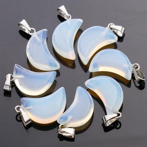 1X Opal Natural Stone mixed Moon Shape charms Pendants