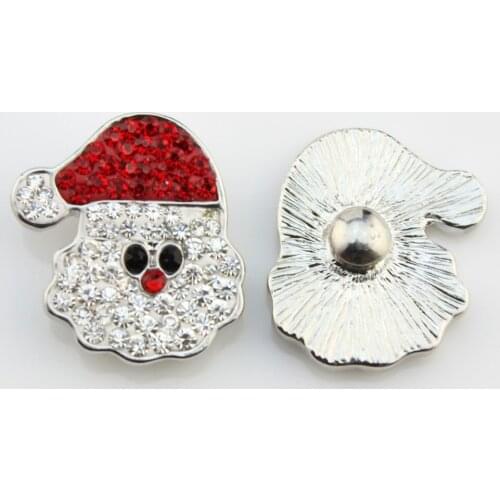 20pcs 18mm rhinestone snap button jewelry Christmas Santa Claus alloy bottons fit Diy Metal Charms snaps bracelets HFYY025
