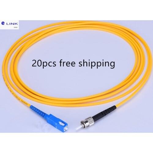 20pcs SC-ST UPC SM fiber optic patch cord Simplex Single mode 3.0mm jacket cable optical fibre jumper Free shipping ELINK