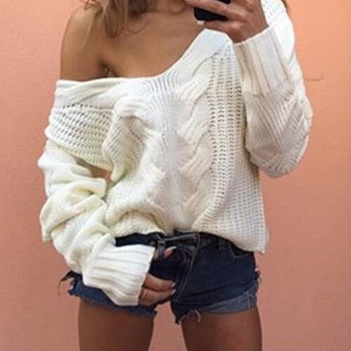 2021 Fashion Pullovers Sexy Sweaters Women Fall Soft Cotton Loose V-neck Knitted Hot Tide Winter Korean Casual Simple Chic Tops