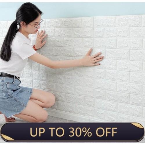 3D Brick Wall Panels Peel and Stick 3D Foam Stone Textured White Faux Wallpaper Tiles for Living- Bedroom TV Background Home