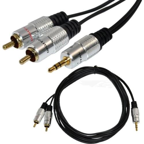 RCA Audio Cable 2RCA Male to 3.5mm Jack to 2 RCA AUX Cable Nylon Braided Splitter Cable for Home Theater iPhone Headphone 1M 5M