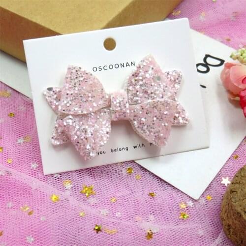 1PCS Lovely Pink Sequin Girls Clip Bows Child Hair Tie Knot Creativity Handmade Hairpins Fashion Hair Accessories For Kids NEW