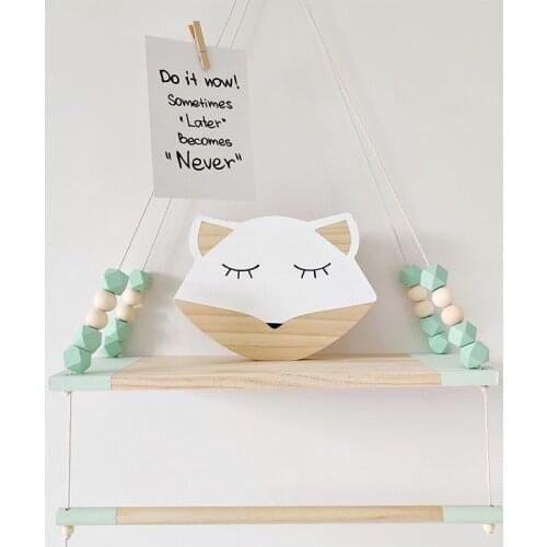 Nordic Double Layer Wooden Shelf Girl Kids Bedroom Wall Hanging Shelves Floating Coat Rack Organizer Home Nursery Decorations