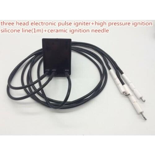 THREE head electronic pulse igniter+high pressure ignition silicone line(1m)+ceramic ignition needle for oven,stove,griddle etc
