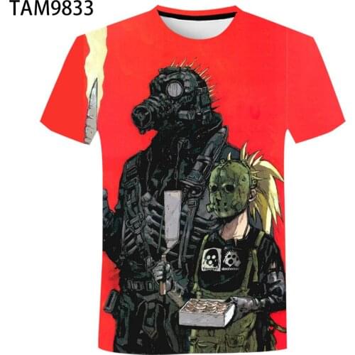 Dorohedoro Japanese anime mens T-shirt 3D printing dark horror mask T-shirt ladies summer Harajuku top blood skull comic