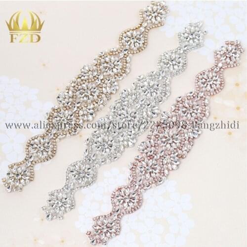 FZD 30 Pieces Wedding Rhinestones Dress Accessories Applique Strass Trim Handicraft Sewing Beaded Patches For Bridal Garter