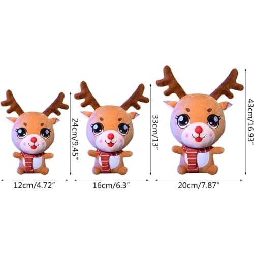 K1KC 9/13/17in Toy Elk Plush Doll Soft Cotton Miniature Stuffed Toy for Party Gift Home Decoration Desktop Xmas Tree Ornament