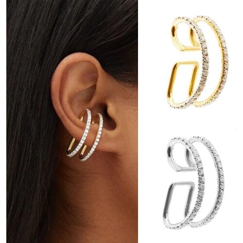 Ear bone clip female fashion ear clip without ear holes diamonds retro temperament ear clip lines ear hooks