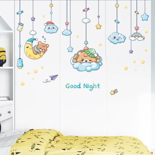 Creative Cartoon Bear Wall Stickers Home Decor Kids Room Bedroom Baby Room Decoration Art Wall Decals Childrens Wallpaper