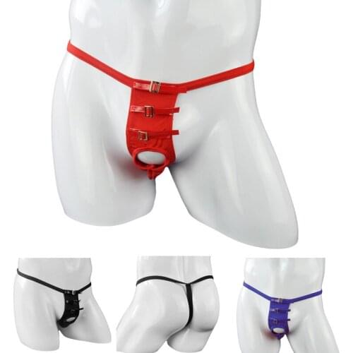 Mens sexy thong tying penis panties bondage JJ glass gauze string thong T pants sexy temptation alternative underwear