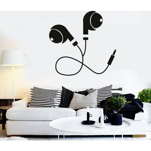 Wall Vinyl Music Earphone Head Phones Headphones Guaranteed Quality Decal A4-049