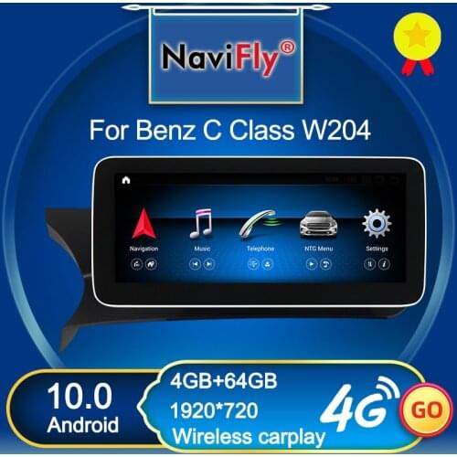 NaviFly N600 For Mercedes Benz C Class W204 2011 2012 2013 Android 10 Car Multimedia Player Navigation Qualcomm 8 Core 4G+64G