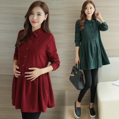 New Pregnant Woman Corduroy Pregnant Woman Shirt Skirt Vestido Pregnant Woman Skirt Pregnant Woman Jacket Breastfeeding Clothes