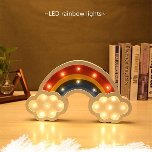 New Wooden LED Light Rainbow Night Light Children Room Decoration Light Creative Photo Wall Props Wall Hanging Decoration
