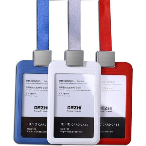 Genuine DEZHI Plastic Staff Brand Name Tag Business Work Card Holder ID Badge Lanyard Holder