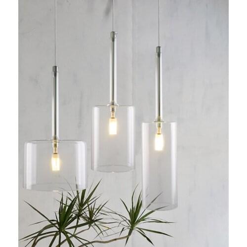 Industrial Clear Glass Pendant Lights Color Lampshade Lamp Dining Room Kitchen Hanging Lamp Home Decor Light Fixture E27