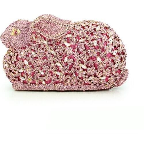 Bee In Fly Luxury Hand Inlaid Diamond Evening Bag Women Party Bag Bridal Wedding Party Bunny Purse Handbag Elegant Rabbit Bag