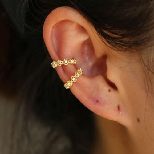 925 Sterling Silver AAA Cubic zirconia Flower Ear Cuff Clip On Earrings For Women Fashion Girl Without Piercing Earings Jewelry