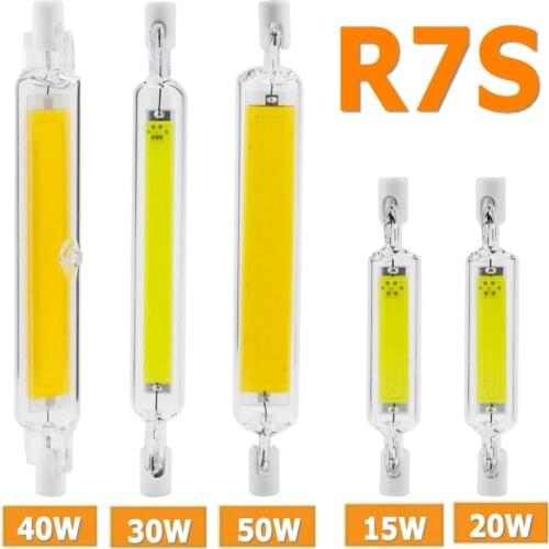 Super Bright Dimmable LED R7S Glass Tube COB Bulb AC 220v 230v Ceramics 78MM 118MM 15W 20W 30W 40W Replace Halogen Lamp