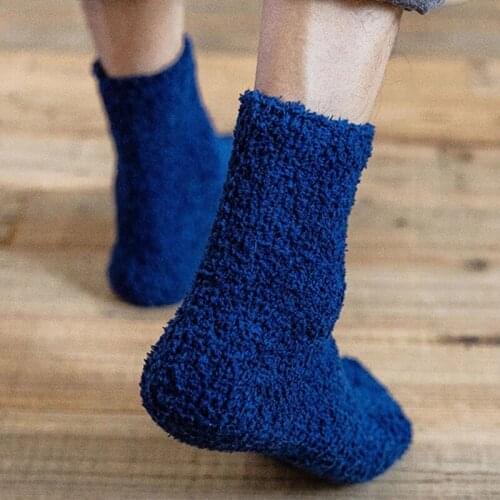 Winter Warm Socks For Men Solid Color Coral Velvet Thickening Socks Male Home Floor Slipper Sleep Socks Soft Fluffy Bed Socks