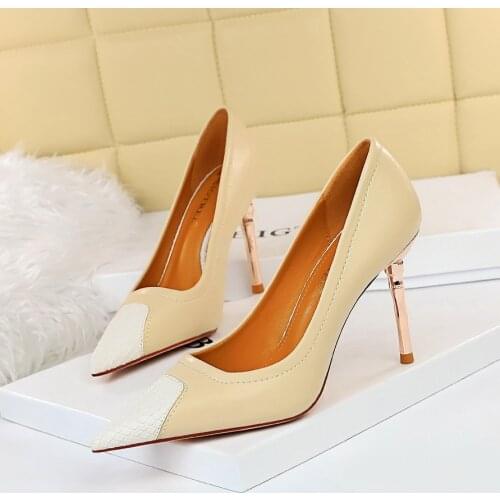 BIGTREE Spring/Autumn Fashion 9.5CM Thin Heels Pumps 2021 Pointed Toe Shallow Classics Sweet Womens Shoes NEW Office & Career