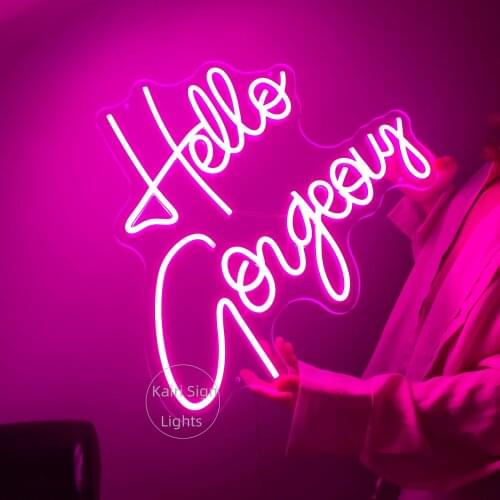 HELLO GORGEOUS Neon sign, Custom Neon Sign Lights Room Decor Bedroom wall decor home decor Personalized gifts