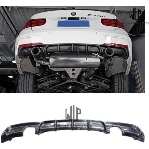 High Quality Carbon Fiber Bilateral Single Out Rear Lip Diffuser Car Styling For BMW 3 Series F30 F35 MT MP Style 12-UP