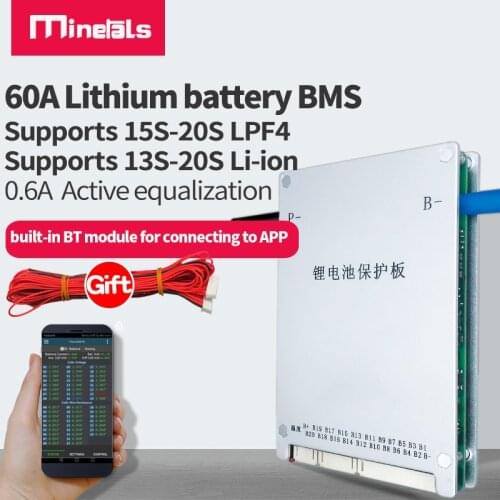 13s 14s 15s 16s 17s 18s 20s 72v li-ion Lithium Battery Protection Board 0.6Active equalization 60a smart bluetooth pcm