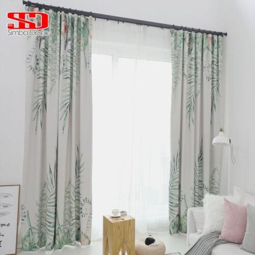 Tropical Leaves Blackout Curtains for Living Room Printed Green Drapes for Bedroom Kids Modern Kitchen Decor Window Treatments