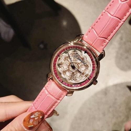 2019 Top Brand Luxury Crystal Watch Women Rotating Dial Diamond Designer Women Dress Watch Brass Case Women Watches Quartz