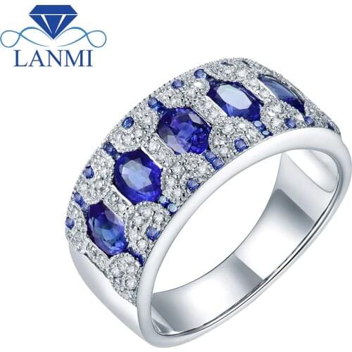 Natural Oval Sapphire Emerald Ruby Gemstone Wedding Rings For Women 14k Solid White Gold Diamond Engagement Stackable Band Ring