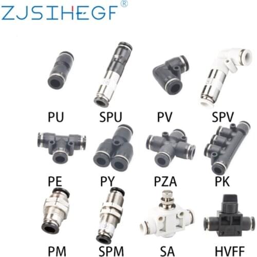 1PCS 4/6/8/10/12/14/16mm Pneumatic Fittings PU/SPU/PV/SPV/PY/PE/PM/SPM/PZA/PK/HVFF For Air/Water Hose Tube Connector