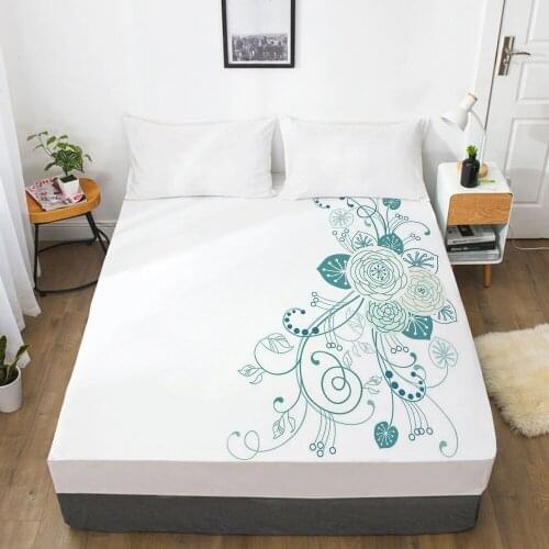 1 Pcs Flower Printed Soft Fitted sheet With Elastic Band solid Bed Sheet Cover-Wrinkle,Fade,Stain and Abrasion Resistant Sheets