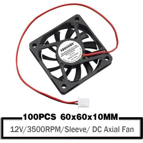 100pcs/lot YOUNUON DC 5V 2Pin 6cm Brushless 60*60x10mm Cooler 6010 6010s Radiator Cooler Cooling Fan