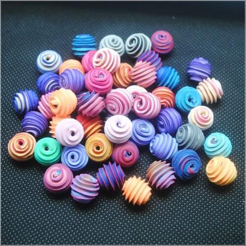 20pcs carving polymer clay ball round shape size 10mm handmade mix colors spacer beads for bracelets making