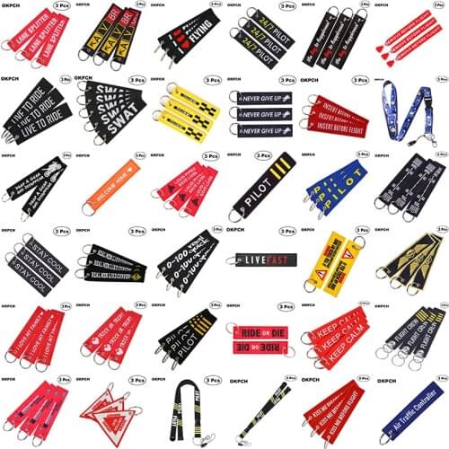 3PCS a LOT Novelty Keychain Launch Key Chain Bijoux Keychains for Motorcycles and Cars Key Tag New Embroidery Key Fobs