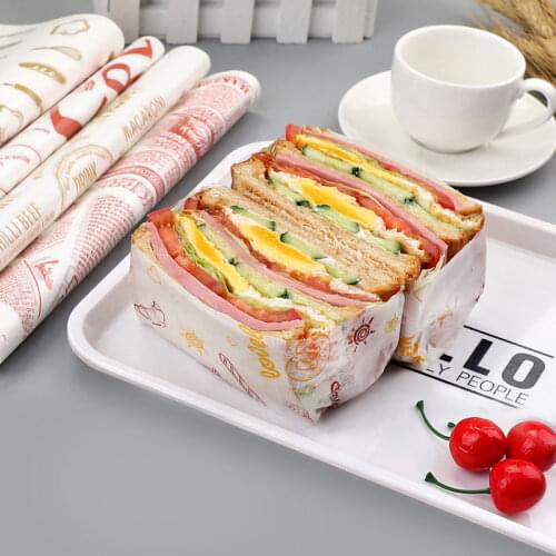 50Pcs/Lot Wax Paper Food Grade Grease Paper Food Wrappers Wrapping Paper For Bread Candy Cake Burger Fries Oilpaper Baking Tools