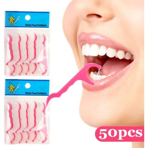 Disposable Dental Floss Stick 50pcs Toothpicks Clean Teeth High Elastic Durable Dental Floss Oral Care Bathroom Accessories