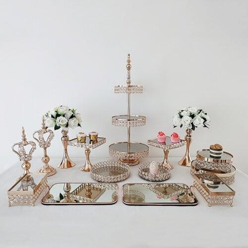 7pcs -18pcsHome party display stand wedding decoration wrought iron birthday tray dessert fudge desktop afternoon tea cake stand
