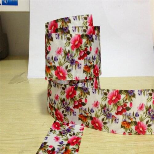 9 16 22 25 38 50 75 mm width flower Printed Grosgrain Ribbon or Satin Ribbon F120